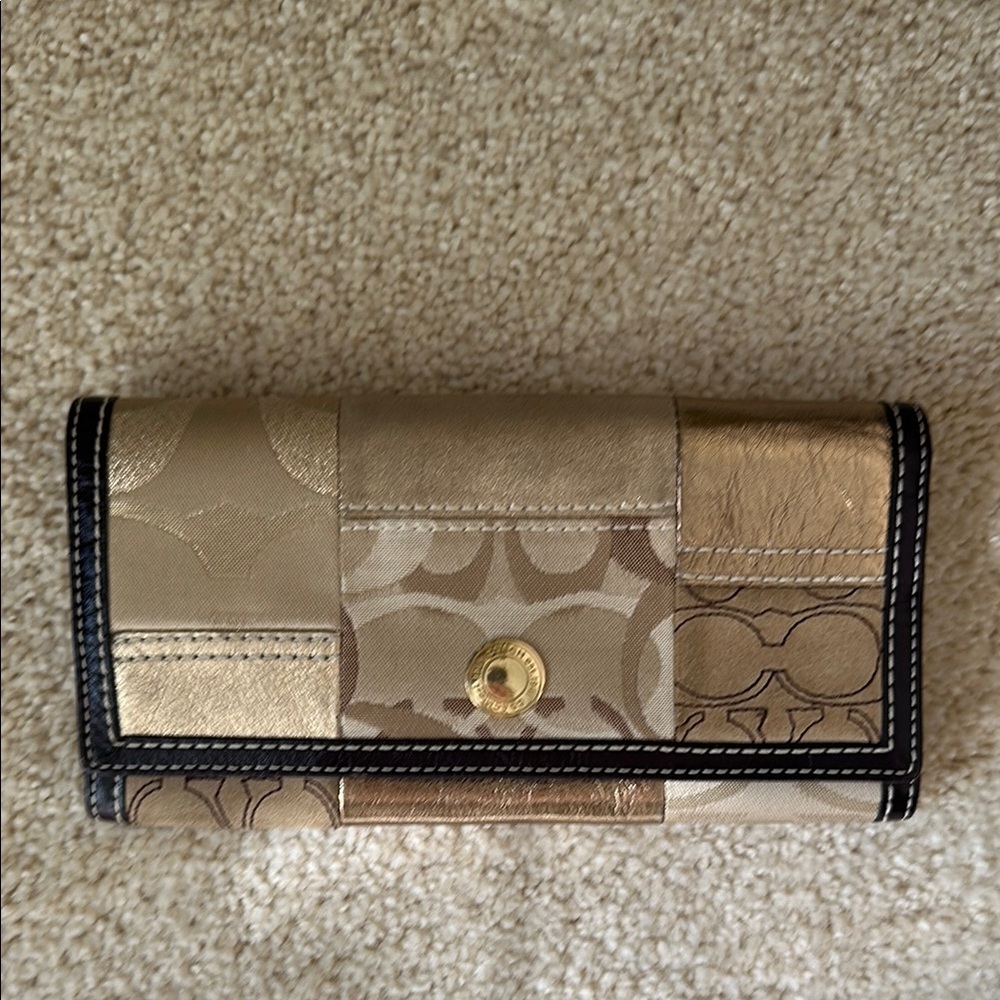 Coach Gold and Black Patchwork Wallet